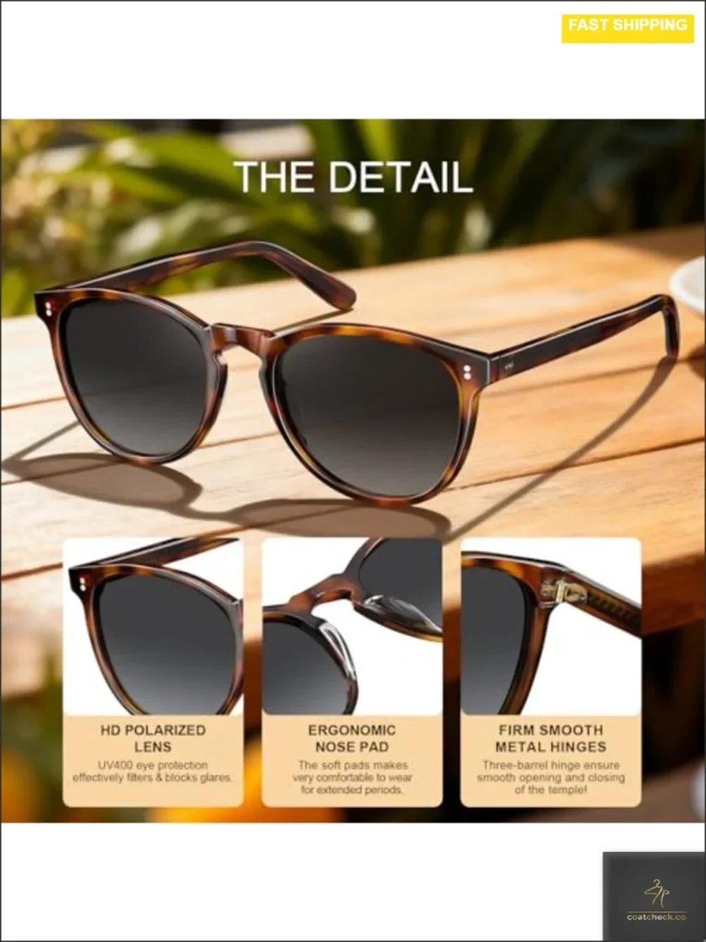 Retro Acetate Polarized Sunglasses for Women UV400